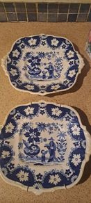 2 X Antique Oriental Plates Plus Figure