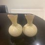 Pair of Beleek Irish wear vases  with a pale pink trim Image 3