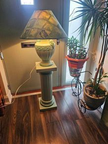 Ceramic Floor Lamp & Pedestal Set
