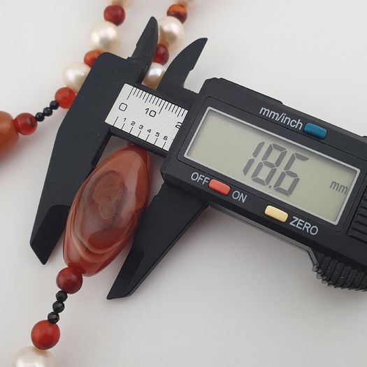 Vintage African Carnelian & Fresh Water Authentic Pearl Necklace