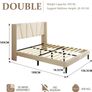 Double Bed Frame with Headboard, Velvet Geometric Tufted Upholstered Platform Bed Frames, Contemporary Mattress Foundation, No Box Spring Needed, Noise Free, Easy Assembly, Beige Image 7