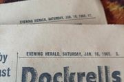 Vintage 1965 Evening Herald. Great for Framing (Showbands, Cinerama, classifieds, Ballyfermot)