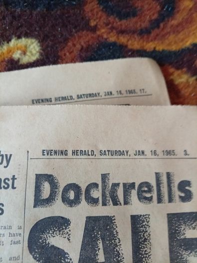 Vintage 1965 Evening Herald. Great for Framing (Showbands, Cinerama, classifieds, Ballyfermot)