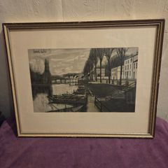 1955 Lithograph by Bernard Buffet "Bords De Marne" Framed