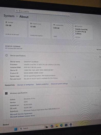 HP Compaq Elite 8300 SFF, i5, 8gb, 128 ssd, windows 11