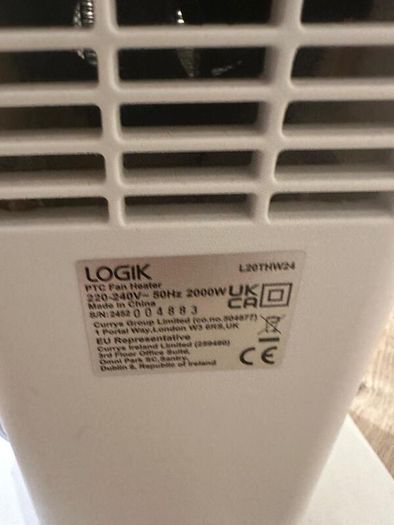 LOGIK L20THW24 Ceramic Fan Heater - White