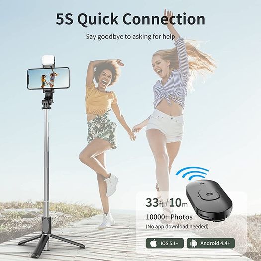 Selfie Stick Tripod with Fill Light, Tupwoon Extendable Selfie Stick 41 Inch and Flexible Phone Tripod Stand with Wireless Remote AVAILABLE IN WHITE OR BLACK (FREE SHIPPING)