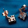 Rose Gold Plated Clear CZ Drop Earrings Image 3