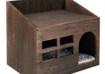 BRAND NEW Durable Wooden Cat Cave Bed Furniture Kitten Sleep Lounge House Bed with Cushion Pad Litter Box for Indoor Cats