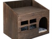 BRAND NEW Durable Wooden Cat Cave Bed Furniture Kitten Sleep Lounge House Bed with Cushion Pad Litter Box for Indoor Cats