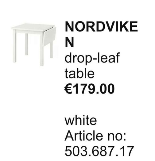 Ikea White Nordviken Drop-Leaf Table