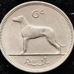 [#893..] - Ireland 1969 | Irish 6p | Six Pence | Wolfhound | KM.13a | Mint State