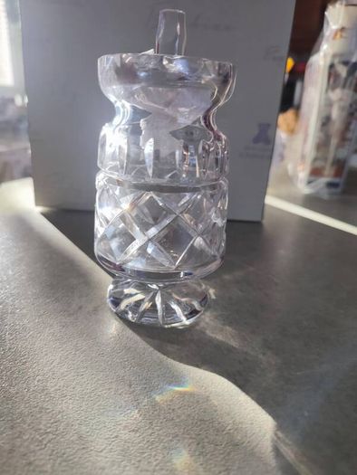 Vtg Galway Lead Crystal Rathmore Footed Condiment Jar & Lid Honey Pot Clear RARE