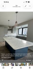 Quartz Kitchen island and counter tops with splashback