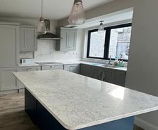 Quartz Kitchen island and counter tops with splashback