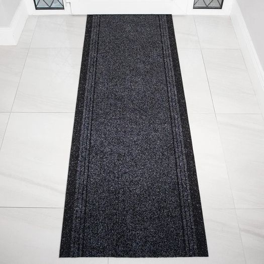 The Rug House Grey Black Hallway Narrow Rug (244cm)