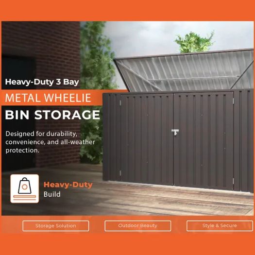 3 Bay Metal Wheelie Bin Storage