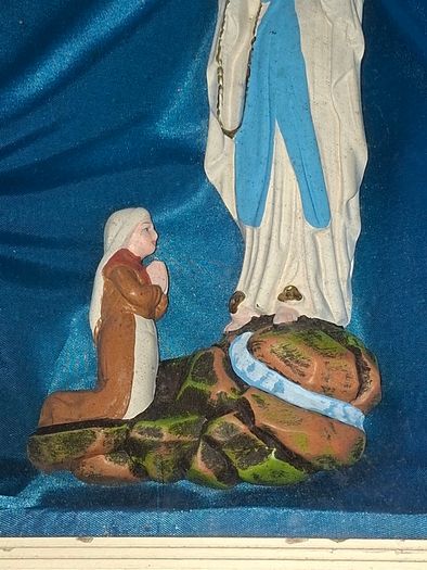 Antique Mid Century Catholic Altar Shadow Box Our Lady of Lourdes & St. Bernadette Postage available or Collection