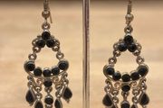 Vintage Black Jewelled Earrings