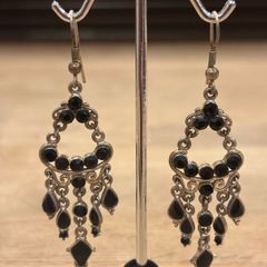 Vintage Black Jewelled Earrings