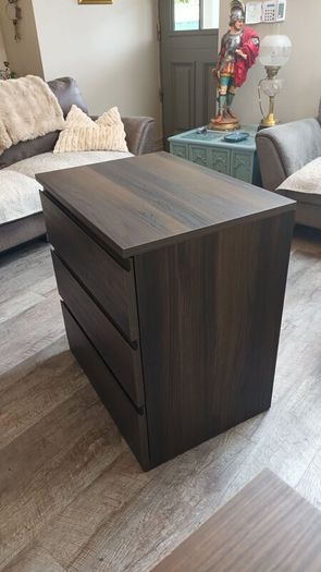 Quality 3 Drawer Wallnut Coloured Unit