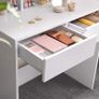 Dressing Table with Folding Mirror and 2 Drawers, Cosmetic Table with 3 Open Compartments, Dressing Table for Make-up, Modern, White, Image 3