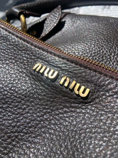 Miu Miu Vitello Lux Bow Bag Dark Brown Leather Gold Hardware