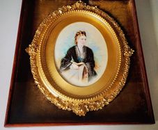 Antique framed portrait on porcelain