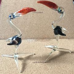 Pair Glass Toucans