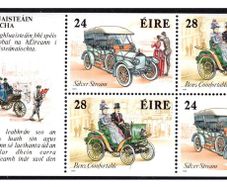 1989 Ireland Motoring Classics Stamp Booklet Pane including unperforated example  Mint Never Hinged (MNH). Hibernian HP31