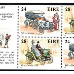 1989 Ireland Motoring Classics Stamp Booklet Pane including unperforated example  Mint Never Hinged (MNH). Hibernian HP31