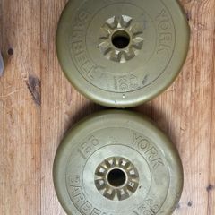 York Barbell Vintage Gold Vinyl Standard Weight Plates Pair (2 x 4.5kg / 10lb)