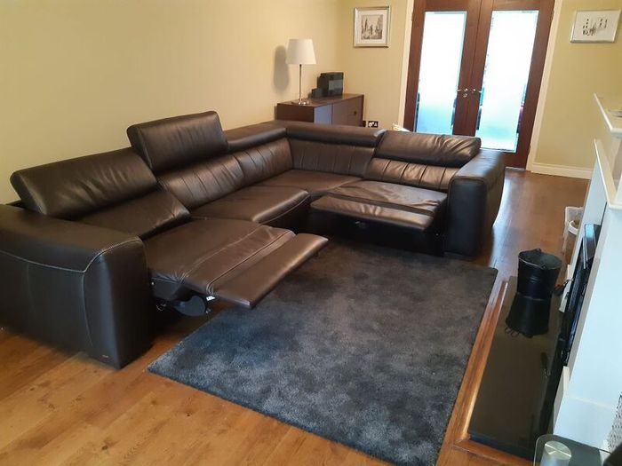 Leather Couch Corner Brown