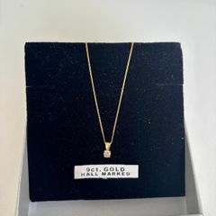 9ct gold diamond pendant chain