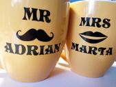 Personalised Vinyl Sticker Mr & Mrs for Mug