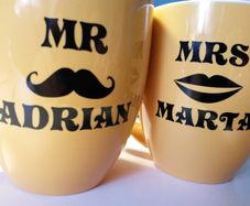 Personalised Vinyl Sticker Mr & Mrs for Mug