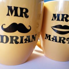 Personalised Vinyl Sticker Mr & Mrs for Mug