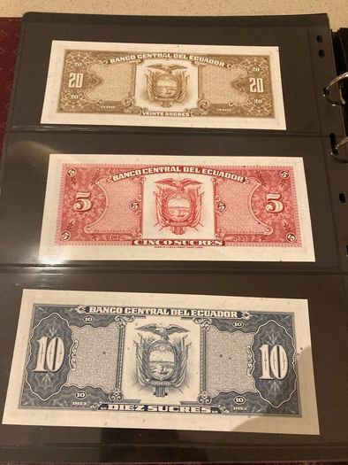Ecuador Uncirculated Banknotes Lot