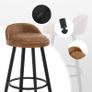 Set of 2 Bar Stool Faux Leather Brown Image 5