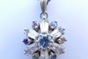 Vintage Blue Sparkle CZ Crystal in Sterling Silver 925 and Necklace length 16" - 6,03g