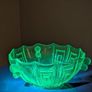 Vintage Stolzle Art Deco Green Glass Bowl 22cm Uranium glass Image 2