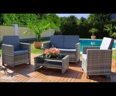 4 Seater MiamiRattan Garden Furniture set with Reclining Armchairs. Must all be taken together please. Collection only. Asap. Asking price only.