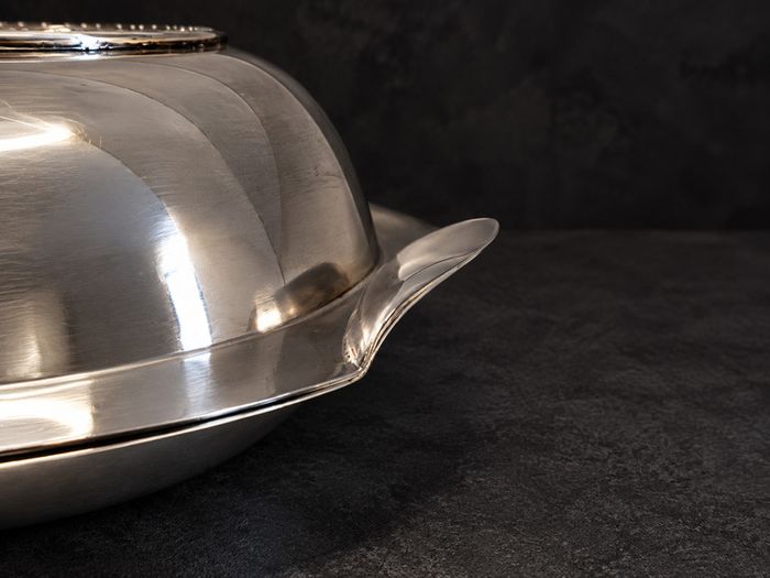 Vintage Silver-Plated Oval Serving Dish with Lid