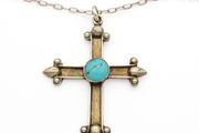 925 Silver Turquoise Accent Cross Necklace