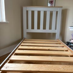 Grey and oak single bed