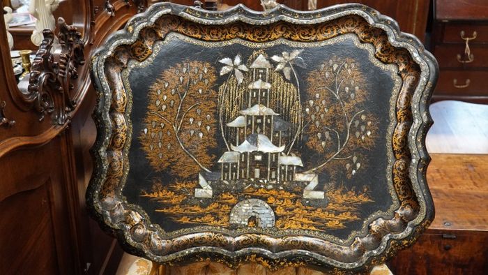 Large 19th Century Victorian Papier-Mache Tray