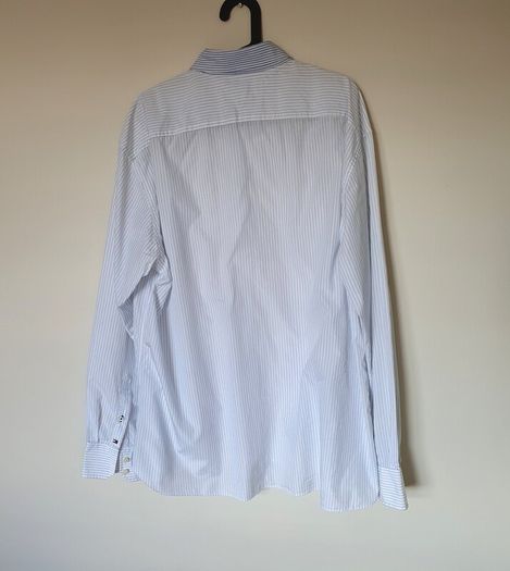 Tommy hilfiger 2007 long sleeve shirt size xxl white blue/pin pit to pit 25" like new