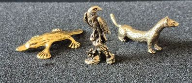 3 brass Animals,. Solid brass.