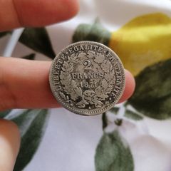 1871 France Silver 2 Francs Coin
