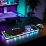 USB Wired Keyboard and Mouse Set, Luminous LED Lights, Full Size Slim Keyboard, LED Gaming Mouse, Game or Business, UK Layout, For PC, Laptop, Windows And Mac, PS4, PS5, Xbox One, etc (Retro) Image 8